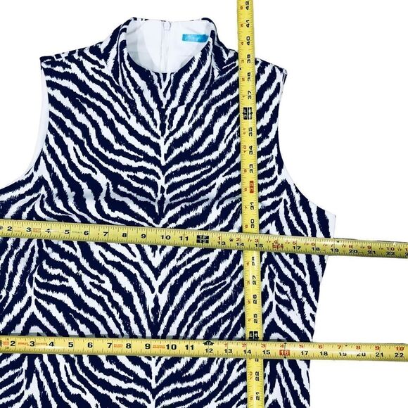 NWOT J. McLaughlin Montego Slim Scuba Zebra Print Mock Neckline Dress Sz L - Picture 9 of 14